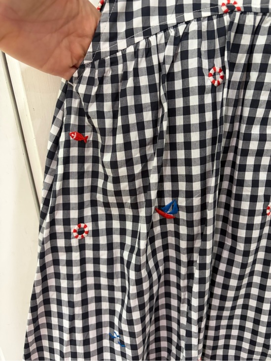Free Assembly Dresses & Skirts - NWT Navy and White Gingham Midi Skirt with Nautical Embroidery Free Assembly
